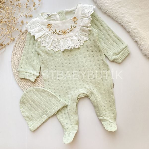 TONGS PREMİUM PAPATYA İŞLEMELİ FİSTOLU TRİKO TULUM VE BERESİ (ADET)