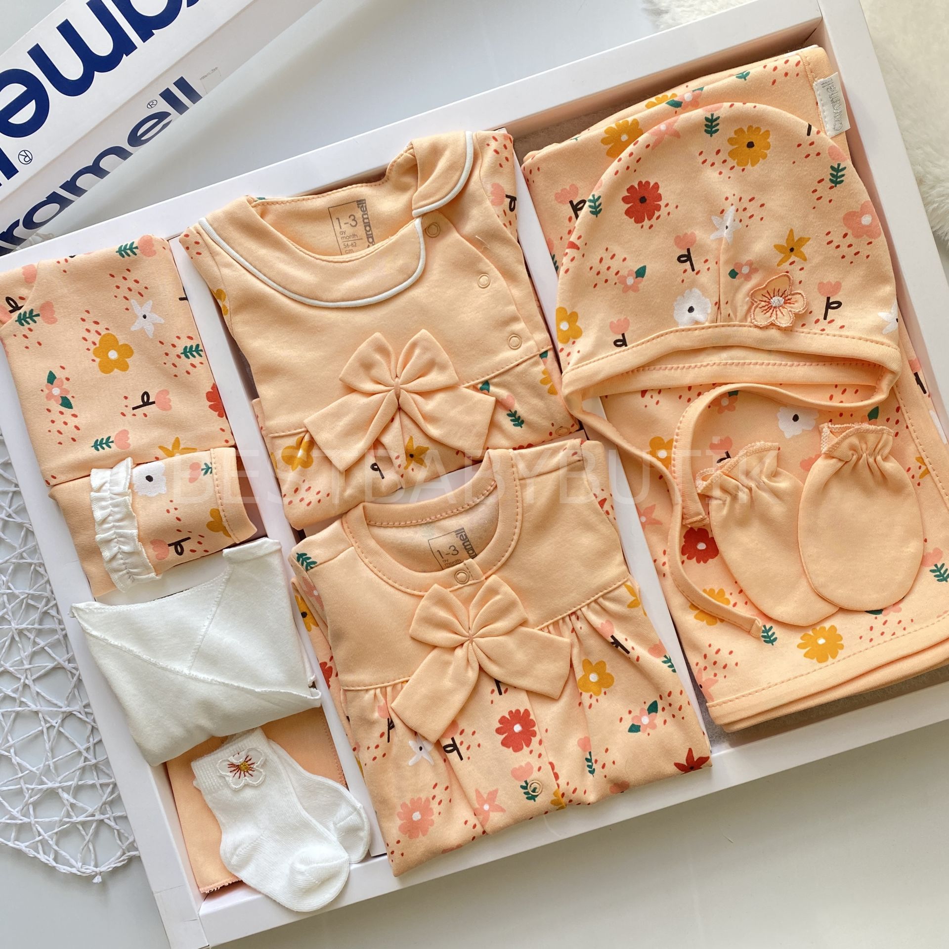 CRMLL FLOWERS ÇİÇEK DESENLİ 10 PARÇA HASTANE ÇIKIŞI SETİ