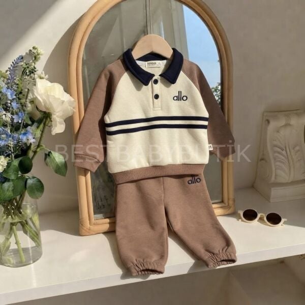 Alllo Yazılı Polo Yaka Şardonlu Eşofman Takımı
