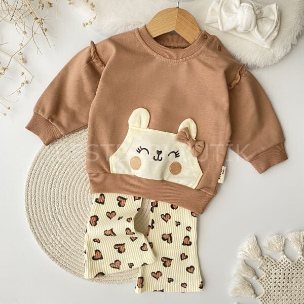 Sevimli Cepli Kalp Desenli 2’Li Alt Üst Takım