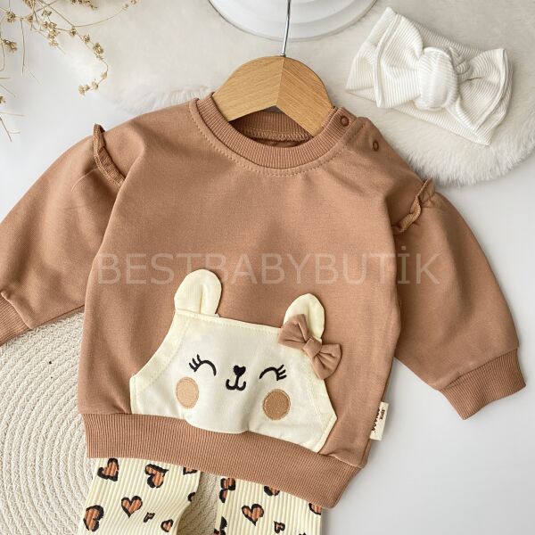 Sevimli Cepli Kalp Desenli 2’Li Alt Üst Takım