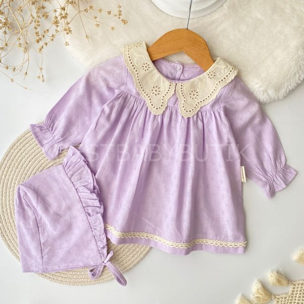 Fisto Bebe Yaka Detaylı Bereli Robalı Elbise