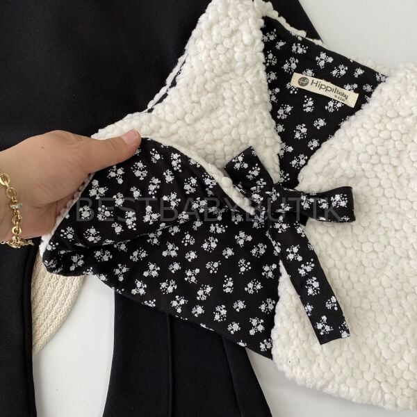 Kurdale Detaylı Peluş Yelekli Kapşonlu Şardonlu 3’Lü Takım