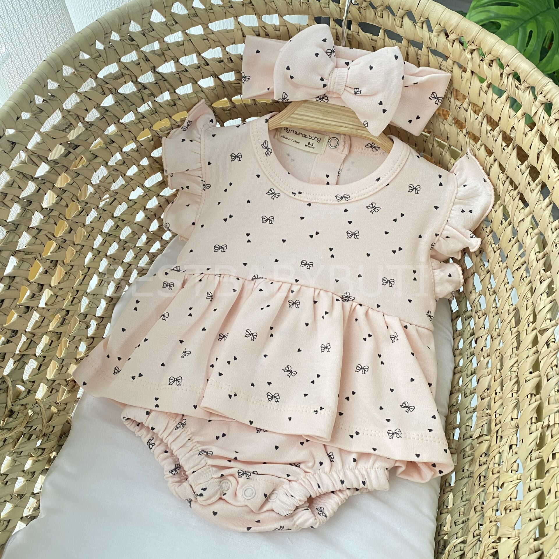 Mini Kurdaleli Bandanalı Baby Elbise 0-3 AYLIK