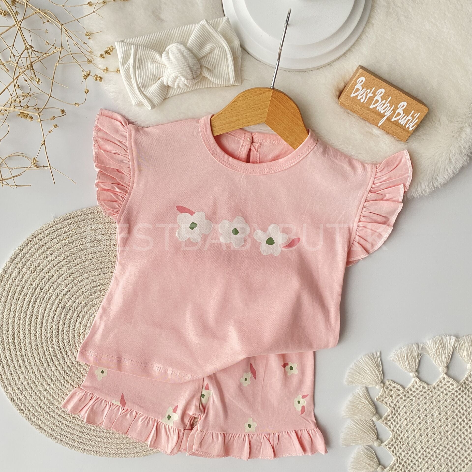 Papatyalı Ve Fırfırlı Pamuk Takım 18-24 AY