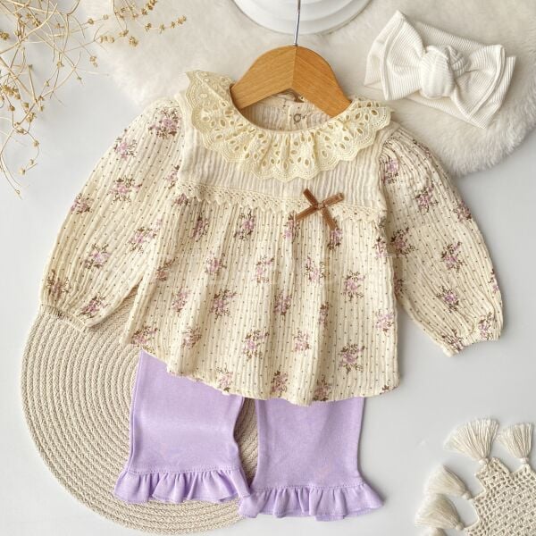 Çıtır Çiçekli Fisto Yakalı Müslin 2’Li Takım