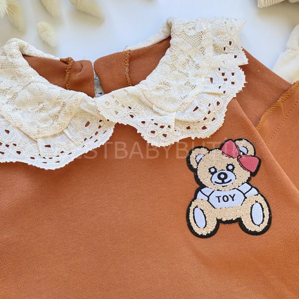 BEAR BEBEK YAKA DETAYLI BALON KOL ALT ÜST TAKIM