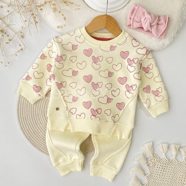 Kalp Detaylı Şardonlu 2’Li Takım