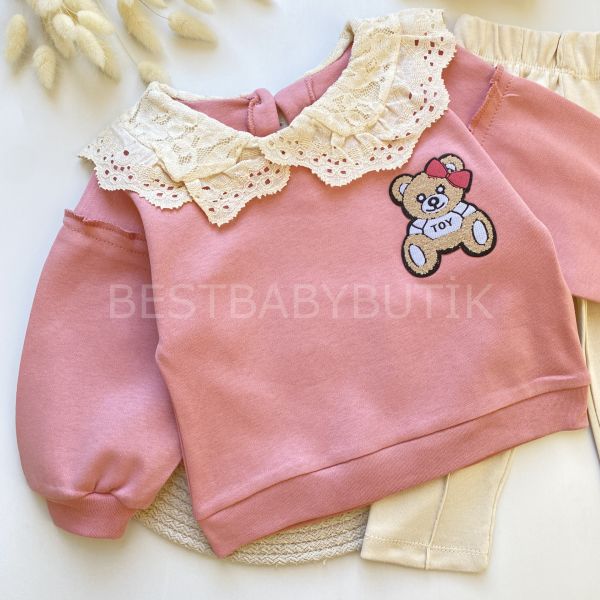 BEAR BEBEK YAKA DETAYLI BALON KOL ALT ÜST TAKIM
