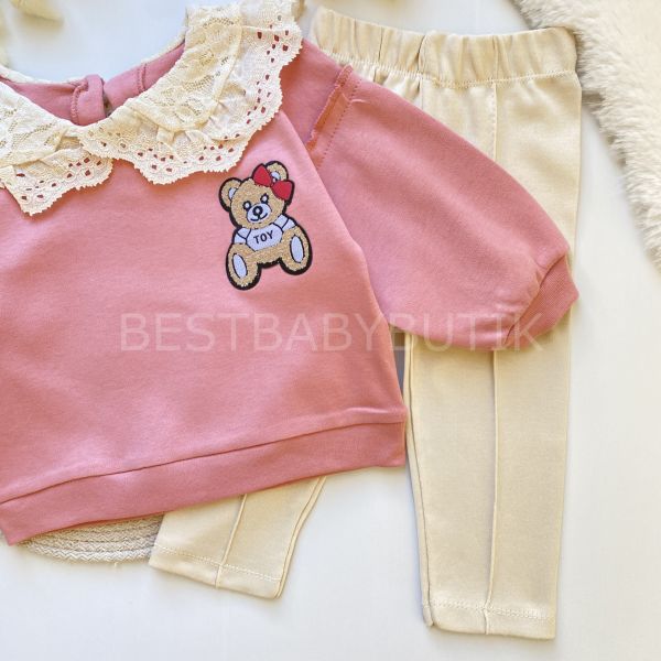 BEAR BEBEK YAKA DETAYLI BALON KOL ALT ÜST TAKIM