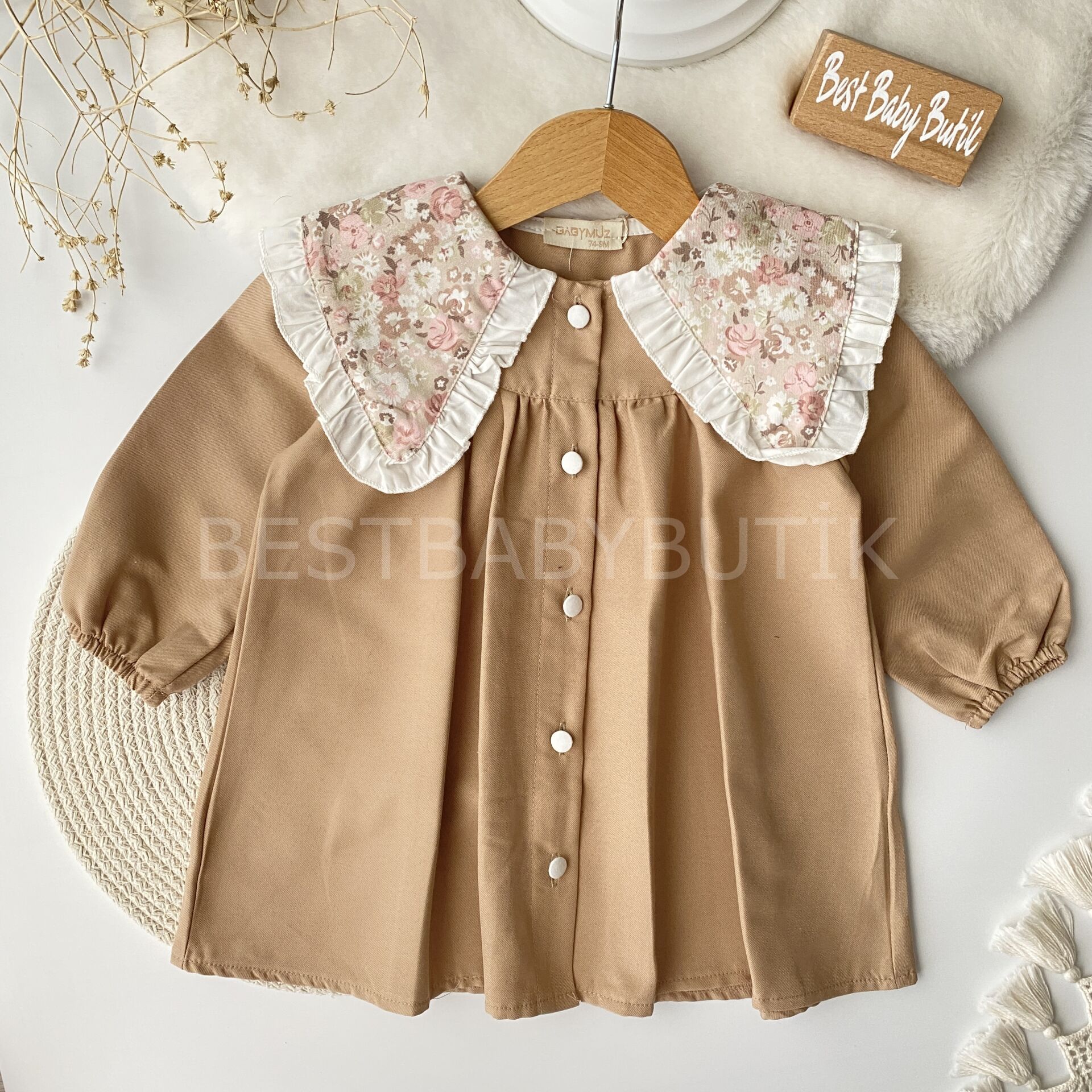 Çalıkuşu Üçgen Yaka Robalı Elbise 18 AY