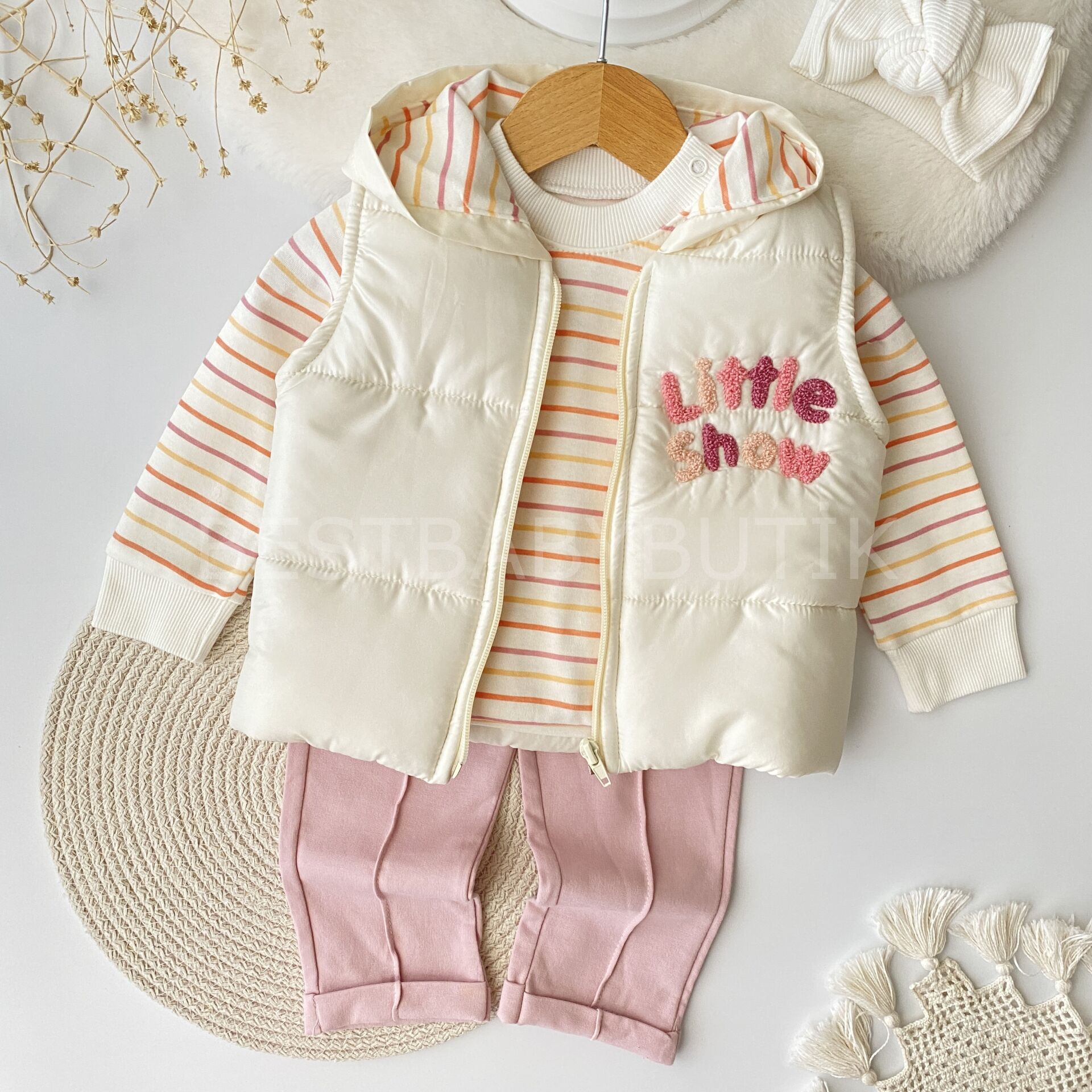 Little Snow İşlemeli Şişme Yelekli 3’Lü Takım