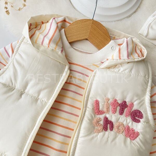 Little Snow İşlemeli Şişme Yelekli 3’Lü Takım