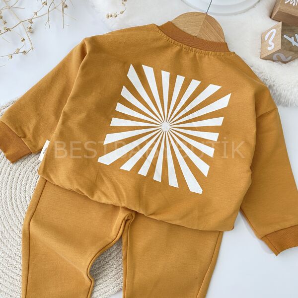 Nostalji Retro Sırt Baskılı Oversize 2’Li Takım - Turuncu