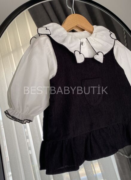 Kalp Gömlekli Fırfırlı Sırt Detaylı Elbise