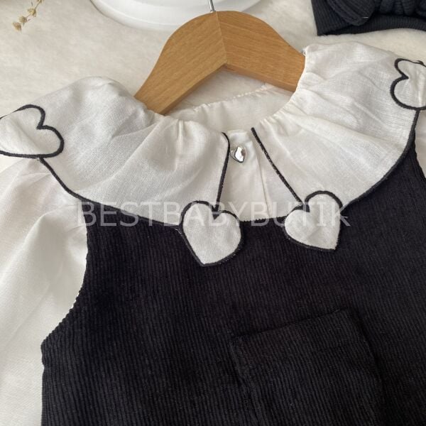 Kalp Gömlekli Fırfırlı Sırt Detaylı Elbise 6-9 AY