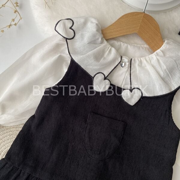 Kalp Gömlekli Fırfırlı Sırt Detaylı Elbise 6-9 AY