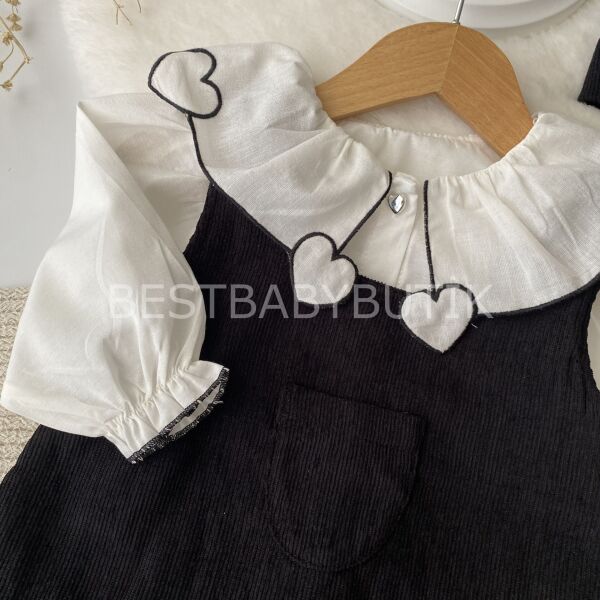 Kalp Gömlekli Fırfırlı Sırt Detaylı Elbise