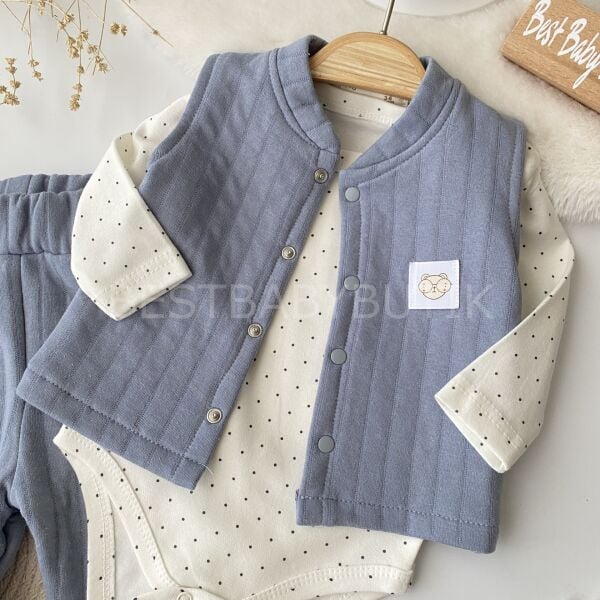 Sevimli Yelekli %100 Pamuk 3’Lü Takım