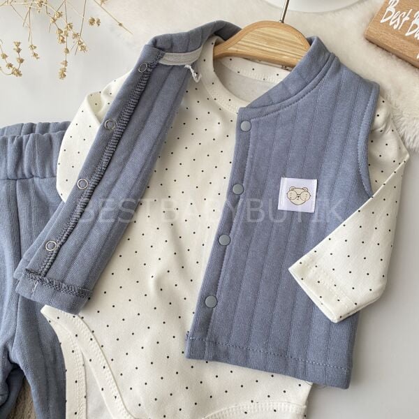 Sevimli Yelekli %100 Pamuk 3’Lü Takım