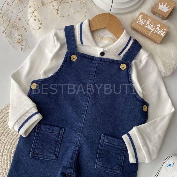 Edwırd Polo Tişörtlü Kot Salopet 9-12 AY