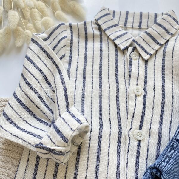 ANDERSON ÇİZGİLİ PAMUK GÖMLEK DETAYLI ASKILI 2’Lİ TAKIM 12-18 AY