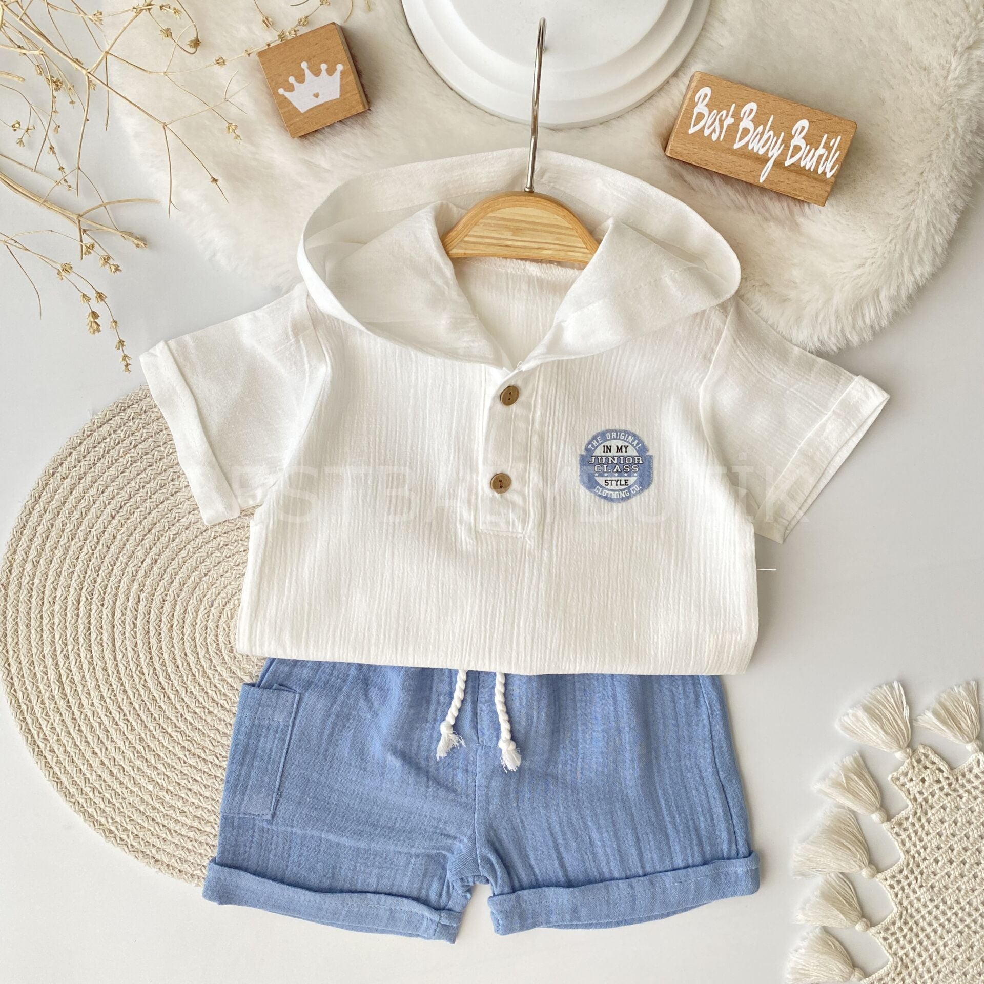 Bohem Oversize Kapşonlu Müslin Takım 9-12 AY
