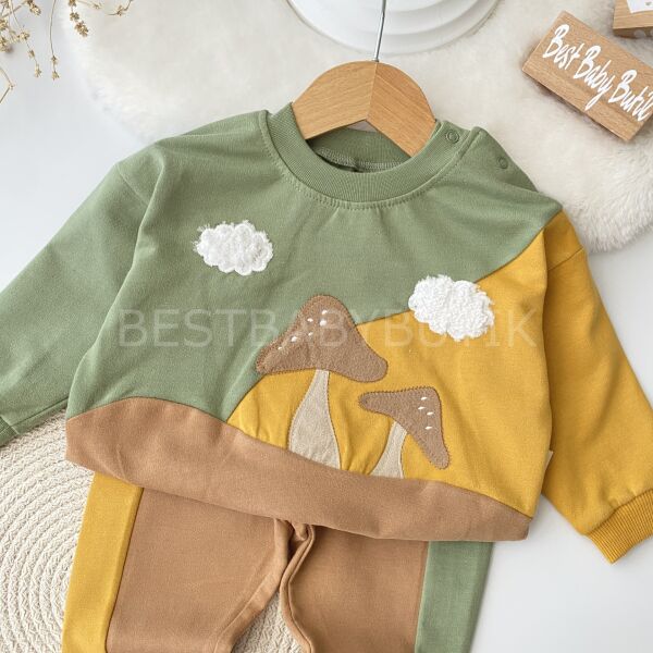 Mantar Detaylı Çift Renkli Oversize Takım