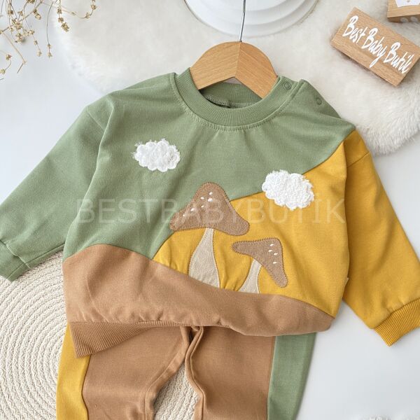 Mantar Detaylı Çift Renkli Oversize Takım