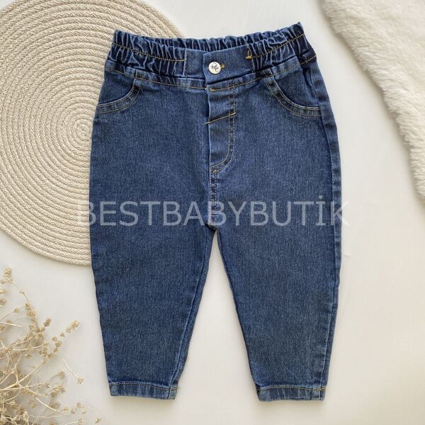 Polo Yaka Çizgili Kot Pantolonlu 2’Li Takım