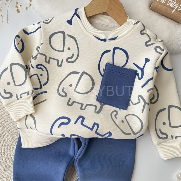 Fil Detaylı Cepli Şardonlu 2’Li Takım