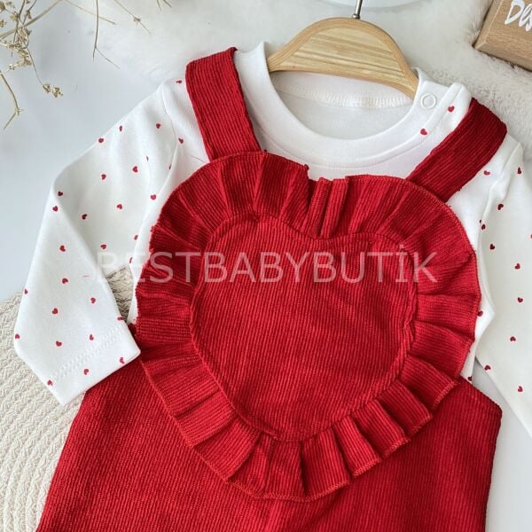 Lovely Kalpli Tişörtlü Kadife Tulum-DAR KALIP 3-6 AY