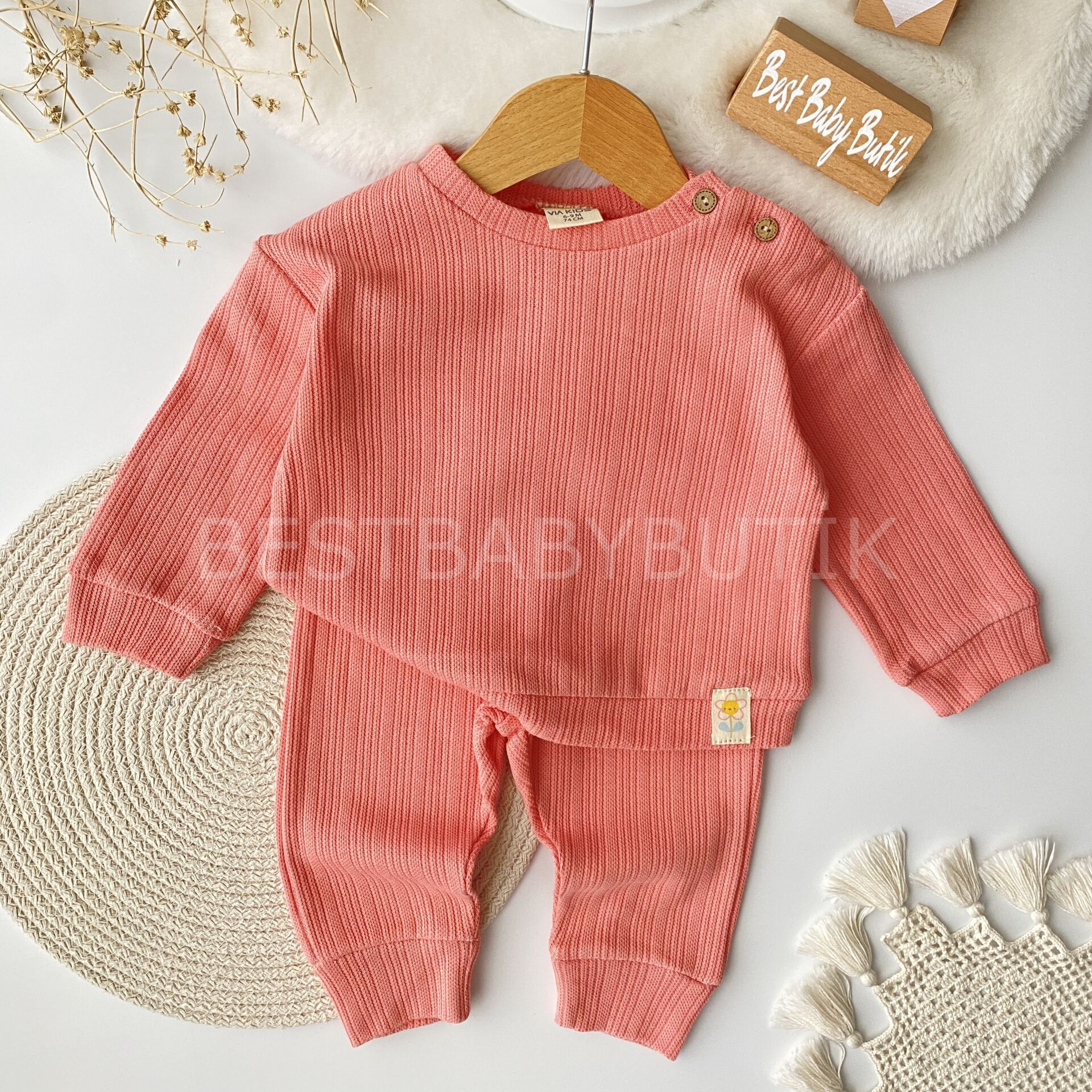 Kendinden Desenli Oversize 2’Li Takım