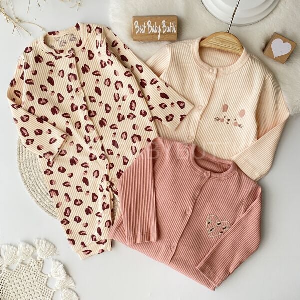 Kedicik Detaylı 3’Lü Fitilli Kaşkorse Tulum Seti