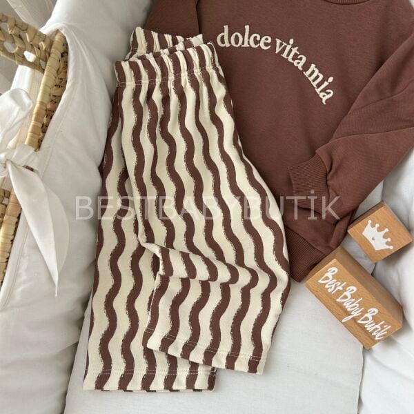 Dolce Vita Mia Nakışlı Oversize Rahat Kalıp Eşofman Takımı 24 AYLIK
