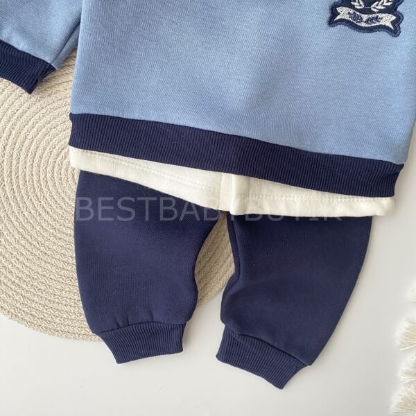 B Baskılı Gömlek Yaka Detaylı Şardonlu 2’Li Takım