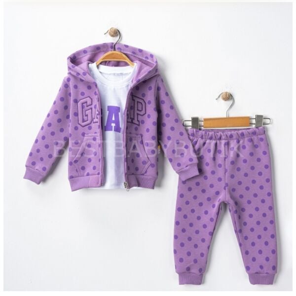 GAP Yazı Detaylı Benekli  Hırkalı 3’Lü Takım