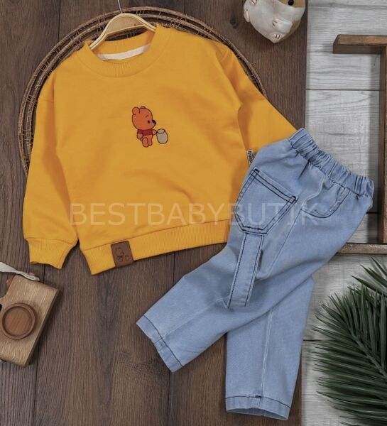 Pooh Nakışlı Kot Pantolonlu 2’Li Takım