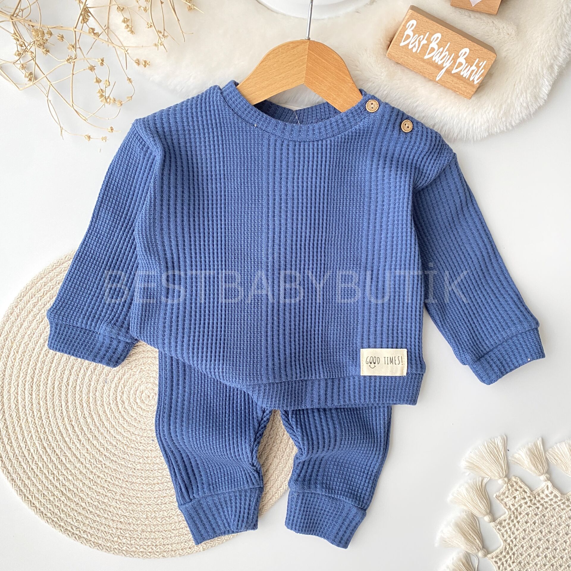 Kendinden Desenli Oversize 2’Li Takım