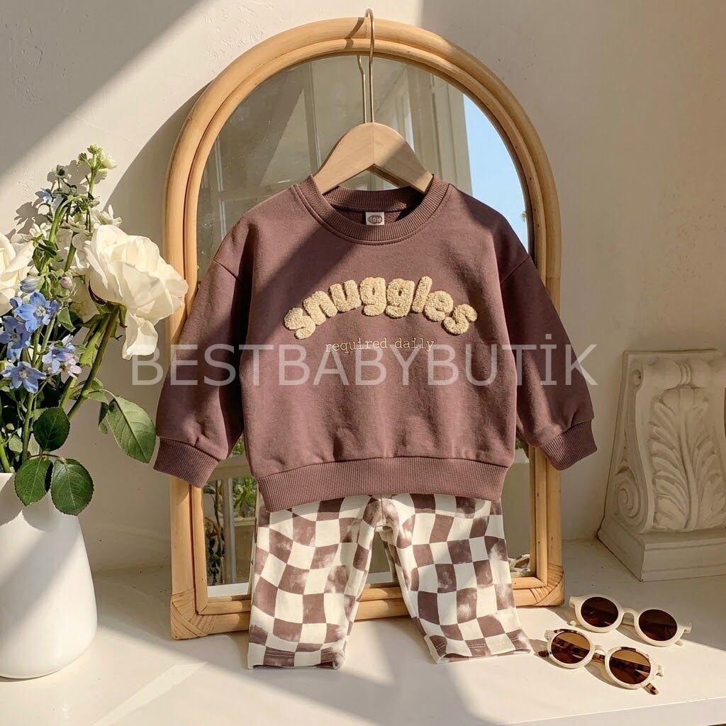 Snuggles Panç Nakışlı Damalı Oversize Takım 24 AY