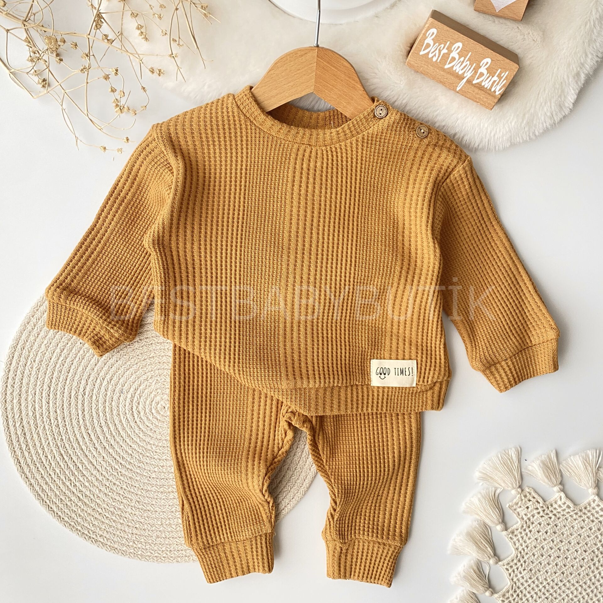 Kendinden Desenli Oversize 2’Li Takım