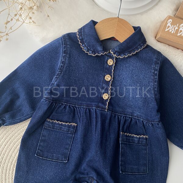 Mia Bebe Yaka Robalı Kot Tulum 6-9 AY