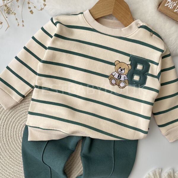 Bear B Harf Çizgili 2’Li Şardonlu Takım