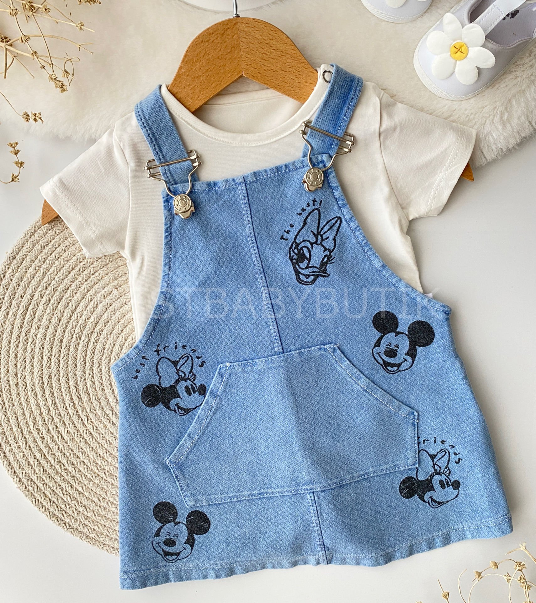 Minnie Mause Detaylı Badili Kot Salopet