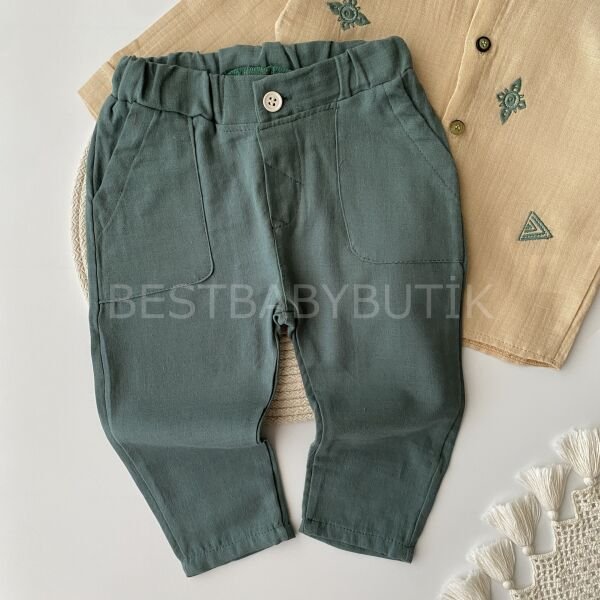 Marmaris Nakış Detaylı Müslin Pantolonlu Takım 12-18 AY