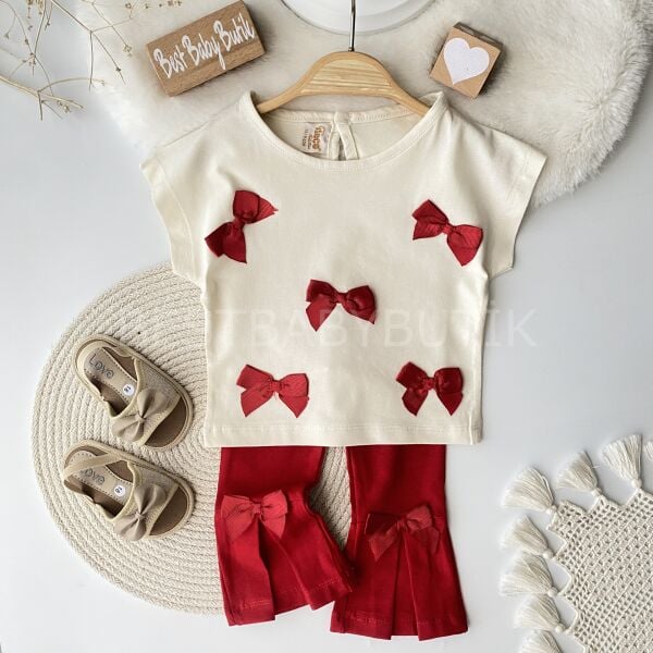 Kırmızı Kurdaleli İspanyol Paça Likrali Takım