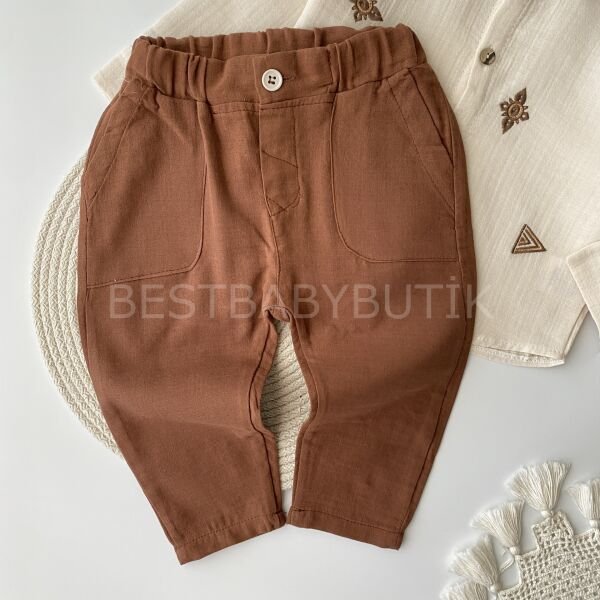 Marmaris Nakış Detaylı Müslin Pantolonlu Takım 9-12 AY