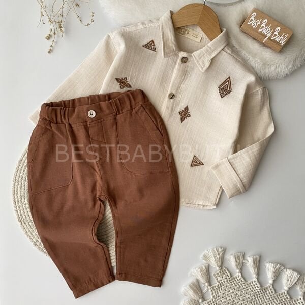 Marmaris Nakış Detaylı Müslin Pantolonlu Takım