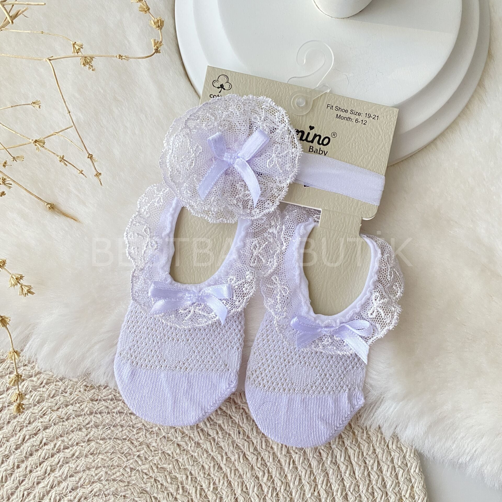 TÜTÜLÜ BANDANALI BABET ÇORAP 6–12-24 AY 6-12 AY