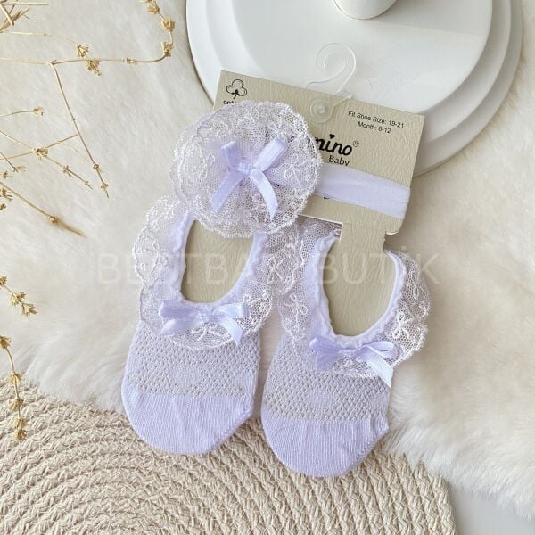 TÜTÜLÜ BANDANALI BABET ÇORAP 6–12-24 AY